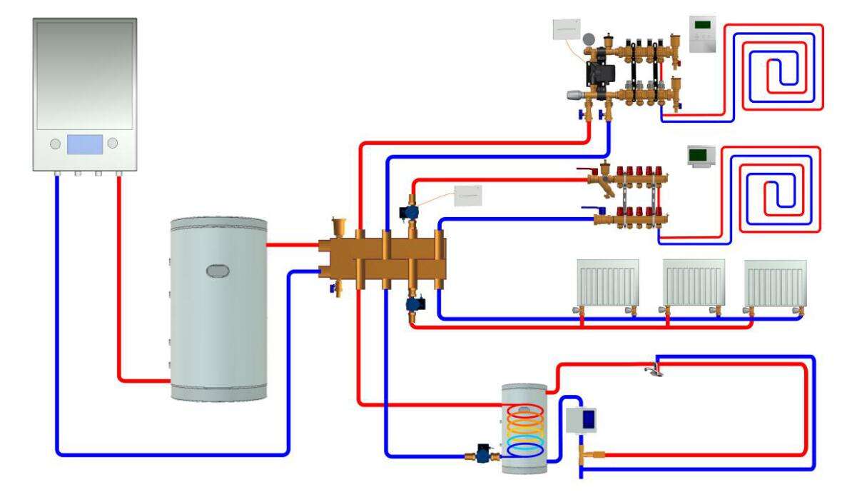 проект системы отопления дома - общая схема
