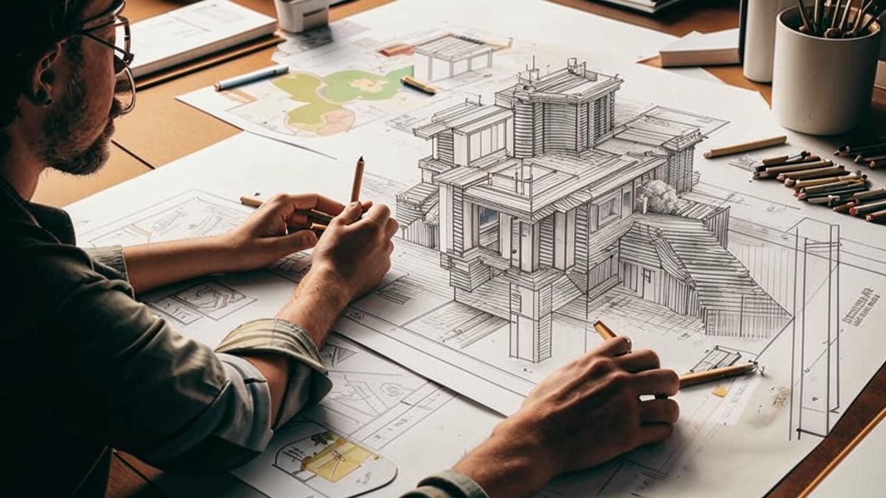 Эскизное проектирование. Разработка эскиза, формирование планировки, внешнего вида здания